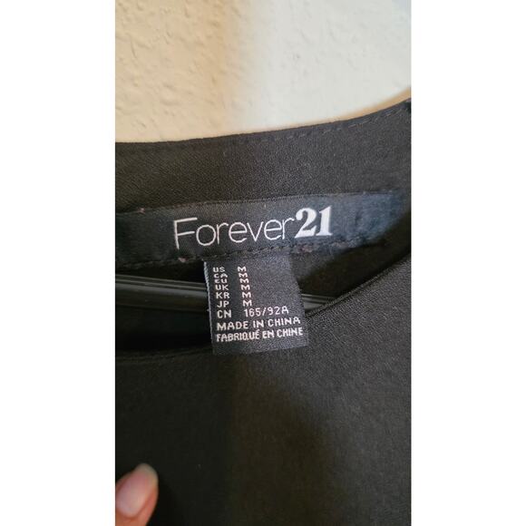 Stunning Forever 21 Black Peplum Top with Beaded Shoulders - Picture 6 of 7